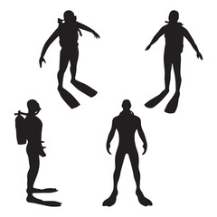 Obraz premium Scuba Diving Silhouette Vector Art