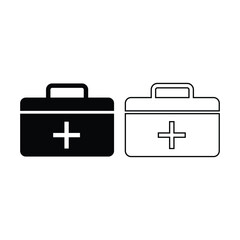Medical kit icon vector design silhouette and line