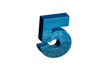 Number Five 3D text in Blue Color And Blue Lines, number 5 Blue color report, progress, transparent, PNG