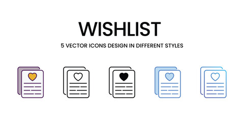 Wishlist icons vector set stock illustration.