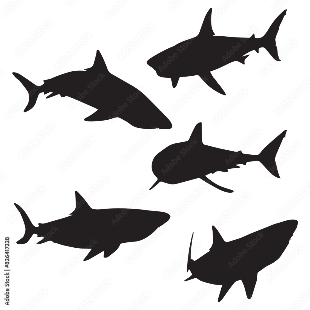 Wall mural Shark Silhouette Vector Art