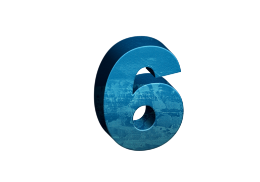 Number Six 3D text in Blue Color And Blue Lines, number 6 Blue color report, progress, transparent, PNG