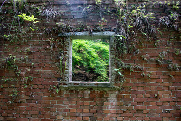 朽ちたレンガ造りの建物