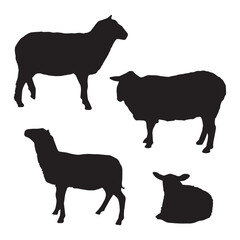 Set of Sheep Silhouette Vector Art