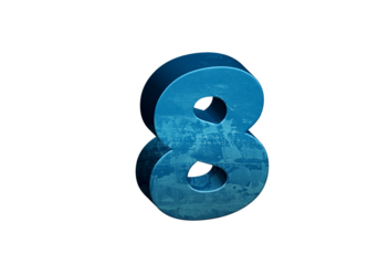 Number Eight 3D text in Blue Color And Blue Lines, number 8 Blue color report, progress, transparent, PNG