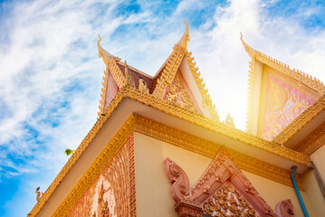 Landmarks in Phnom city in Cambodia, buddhist temple