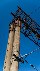 support of power lines on the railway
