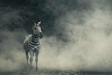 zebra with cinematic dust smoke effect