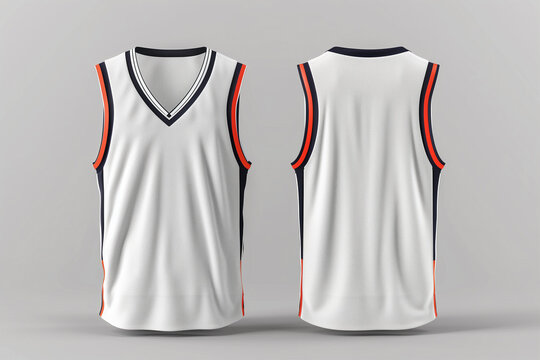 white basketball jersey template for team club, jersey sport, front and back, sleeveless tank top shirt - Powered by Adobe