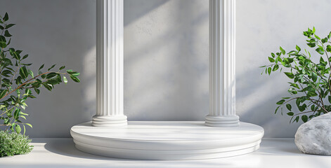 Podium Display for product presentation,Abstract background.
