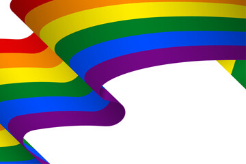 Big Waving LGBT Rainbow Pride Flag isolated on a white background. Pride Month Template. No text, no person. Vector Illustration. 