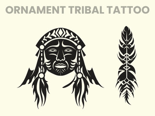A black Silhouette set of a african ornament tribal tattoo, Clipart