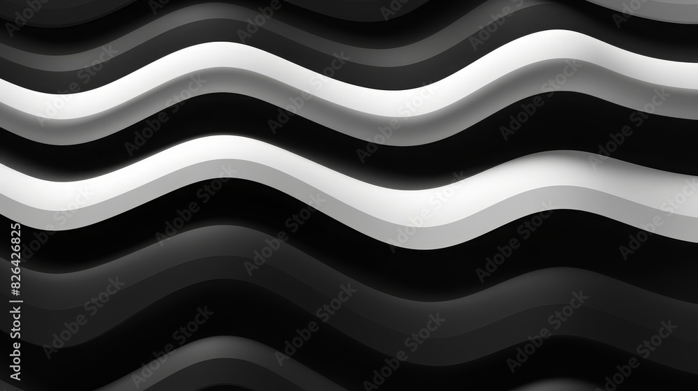 Poster abstract black and white wavy pattern creating a striking visual effect. ideal for backgrounds, desi