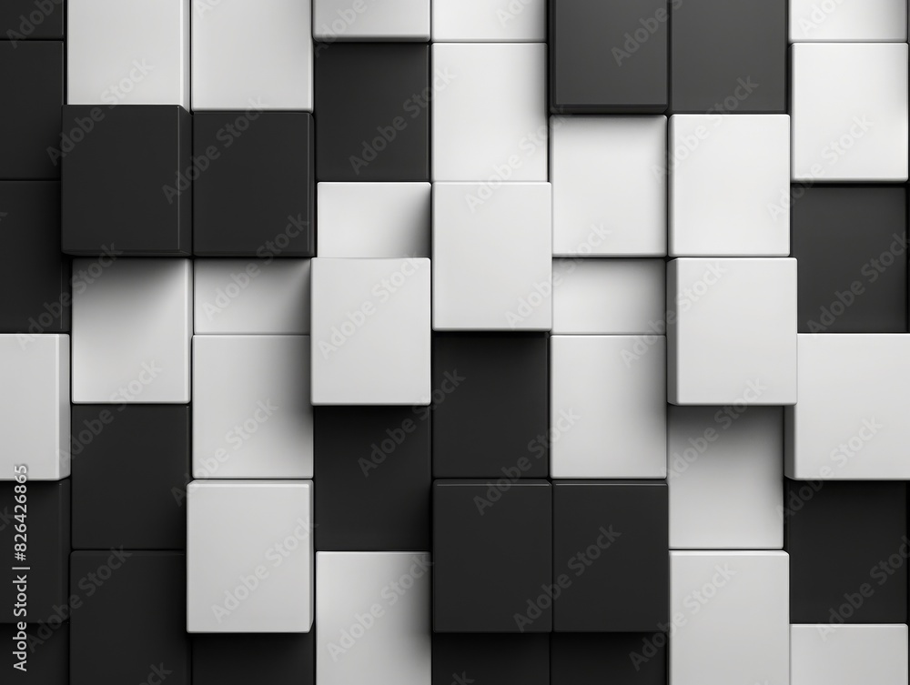 Poster abstract geometric background with a black and white cube pattern, showcasing modern design and perf