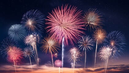 夏の夕空を彩る豪華な花火