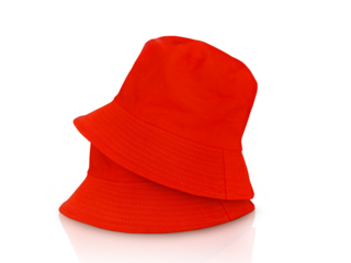 Red bucket hat isolated PNG transparent