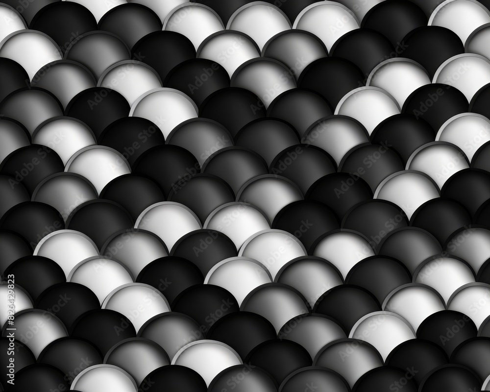 Poster monochrome pattern of black and white overlapping circles creating a modern, abstract, and geometric