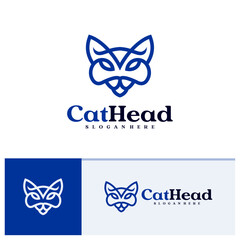 Cat logo vector template, Creative Cat head logo design concepts
