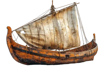 Papier peint photo intissé side view ancient Roman sailboat isolated on transparent background ,generative ai