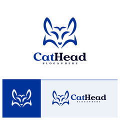 Cat logo vector template, Creative Cat head logo design concepts