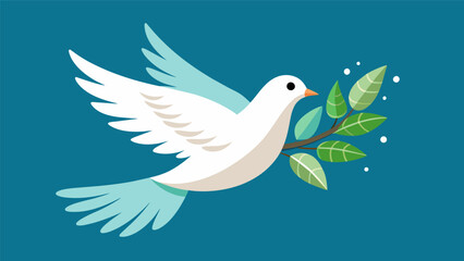 A white dove carrying an olive branch symbolizing the dreamers desire for peace and harmony in their relationships.. Vector illustration