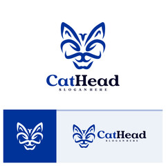 Cat logo vector template, Creative Cat head logo design concepts