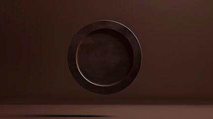 A study in sophistication: a floating circle on a rich chocolate brown solid colored texture.