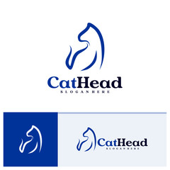 Cat logo vector template, Creative Cat head logo design concepts