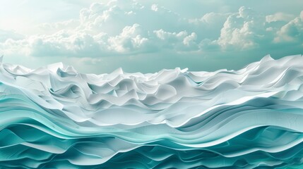 Obraz premium Serene abstract seascape with fluffy clouds