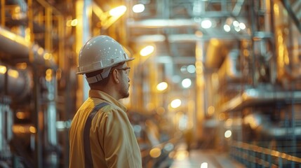 Fototapeta premium A professional engineer is checking equipment system in industry factory.