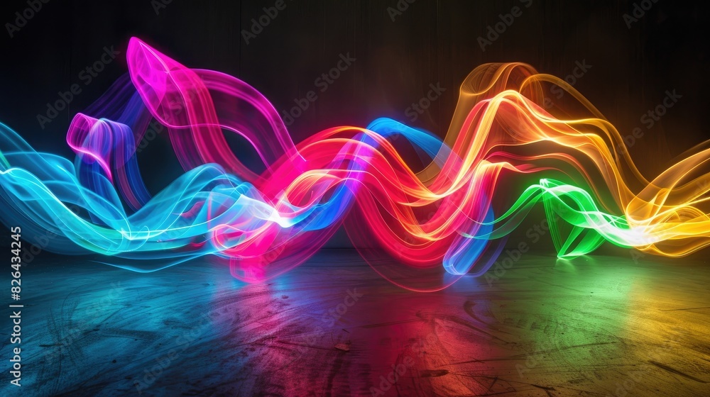 Aufkleber light painting technique creating colorful lines and unique light effects