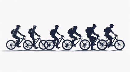 Obraz premium Silhouettes of people running on a white background