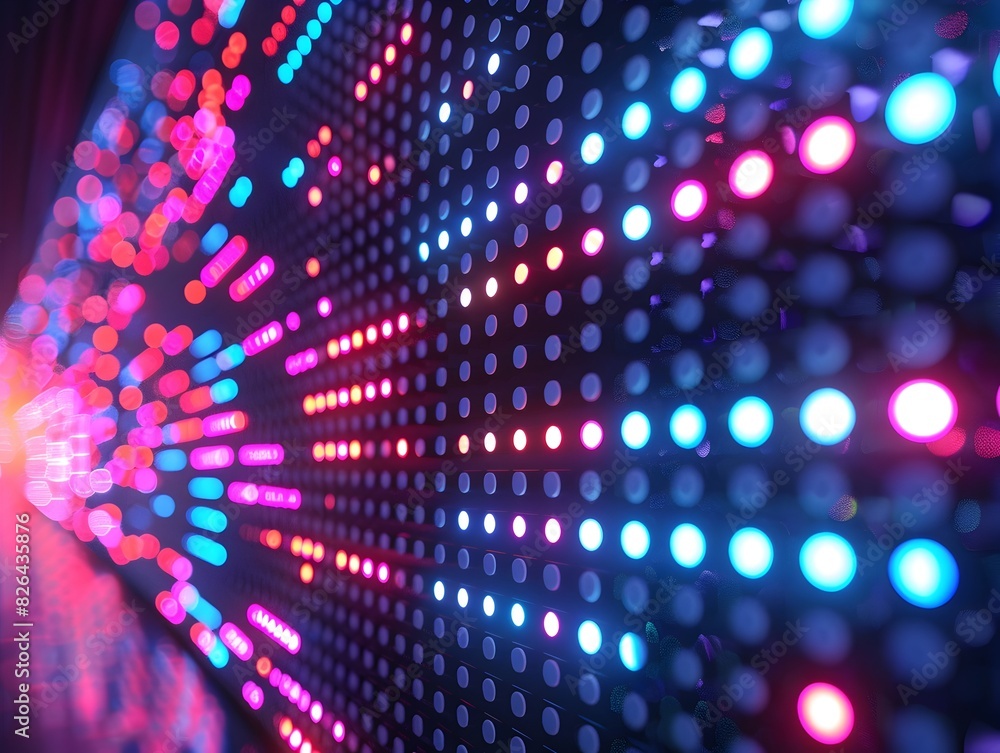 Poster dazzling neon dot matrix digital backdrop for tech and gadget product displays