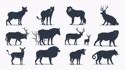 Fototapeta premium Vector silhouette set of people in various poses on a white background