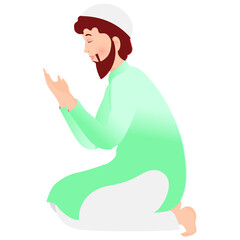 Cartoon Muslim Man Doing Namaz Character Element Png Vector.