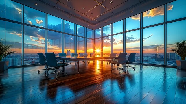 An office boardroom scene with executives discussing investment strategies, portraying leadership and strategic thinking.