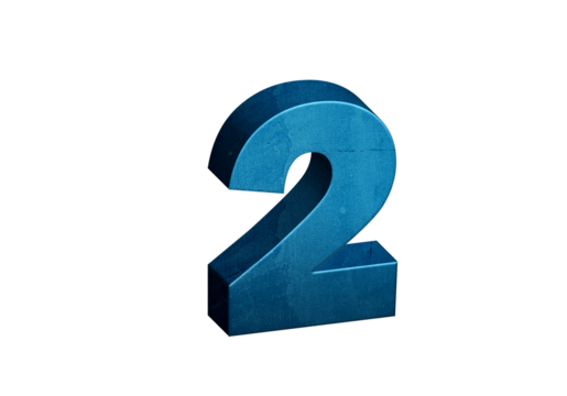Number Two 3D text in Blue Color And Blue Lines, number 2 Blue color report, progress, transparent, PNG