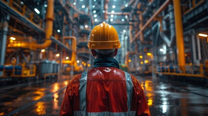 Obraz premium Industrial Engineers in Hard Hats.Work at the Heavy Industry Manufacturing Factory.industrial worker indoors in factory. man worker