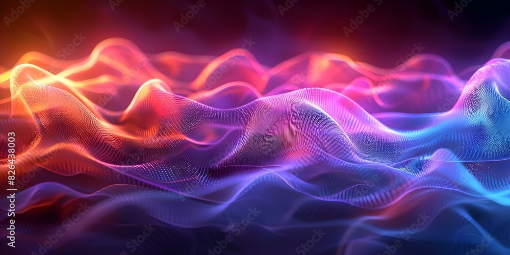 Poster holographic waves that change color when viewed from different angles. concept holographic technolog