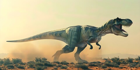 A furious TRex lets out a deafening roar on ancient plains. Concept Dinosaurs, Tyrannosaurus Rex, Roaring, Ancient Plains, Furious