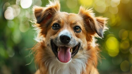 Fototapeta premium adorable portrait of a happy dog with expressive eyes and tongue out cute animal photography pet love concept