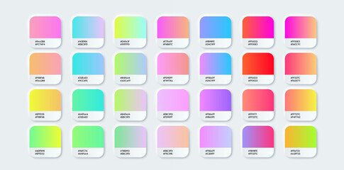 Vector color gradient set. Color Palette Catalog Samples in RGB or HEX. Bright summer colour collection © Angela Ksen
