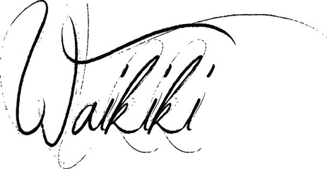 Elegant waikiki handwritten script text illustration © Antonio