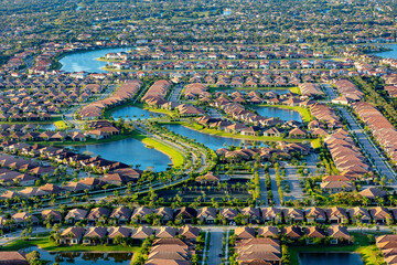 Aerial view of suburban town in Parkland, Florida, united states.