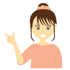 笑顔で指差しする女性のベクターイラスト