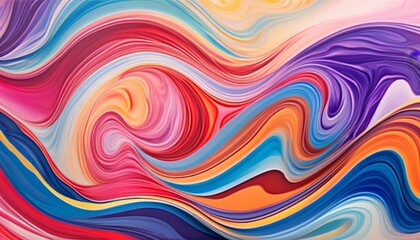 Obraz premium Fluid art texture resembling a colorful liquid marble, with flowing patterns in vibrant blues, pinks, and purples.. AI Generation