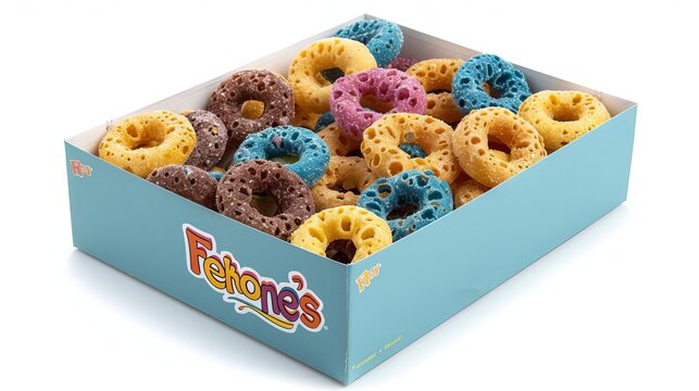 box of kelloggs froot loops sweetened multigrain cereals isolated on white background product photography