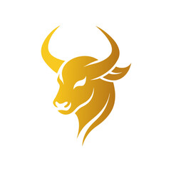 a minimalist golden Bull logo vector art illustration   icon logo