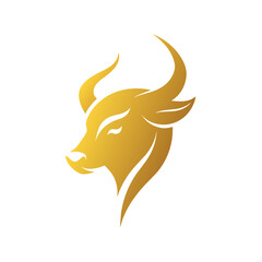 a minimalist golden Bull logo vector art illustration   icon logo