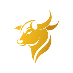 a minimalist golden Bull logo vector art illustration   icon logo